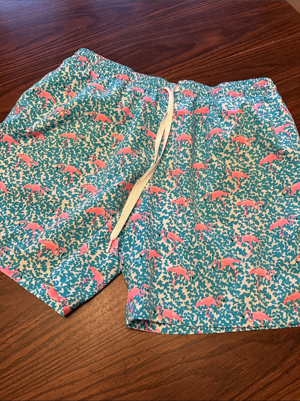 Chubbies Pink Flamingo Print Swim Trunks - Teal & Pink